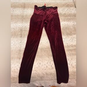 Spanx high waisted Velvet Burgundy Leggings
